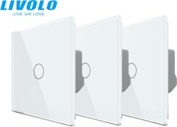 LIVOLO Pachet: 3 intrerupatoare simple, generatia noua, cu panou sticla Alb (VL-3xFC1-2G-WP)