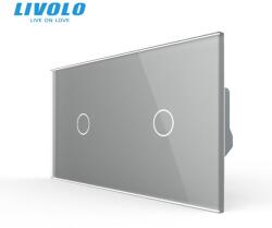 LIVOLO Intrerupator simplu cap / scara + simplu cap / scara, generatia noua, cu panou sticla Gri (VL-FC1S-FC1S-P701/01-4IP)