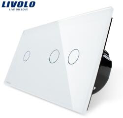 LIVOLO Intrerupator simplu+dublu, generatia noua Alb (VL-C701/VL-C702-11)