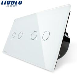 LIVOLO Intrerupator dublu+dublu, generatia noua Alb (VL-C702/VL-C702-11)