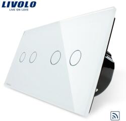 LIVOLO Intrerupator dublu+dublu wireless RF, generatia noua Gri (VL-C702R/VL-C702R-15)