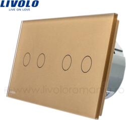 LIVOLO Intrerupator dublu+dublu, generatia noua Auriu (VL-C702/VL-C702-13)