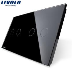 LIVOLO Panou Intrerupator dublu + dublu Negru (VL-P702/02-4B)