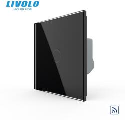 LIVOLO Intrerupator simplu tactil, wireless - control din telecomanda RF, cu panou sticla, Generatia Noua Negru (VL-FC1R-2G-B)