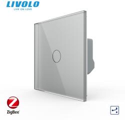 LIVOLO Intrerupator simplu tactil, cap scara / cap cruce, Protocol Zigbee, cu panou sticla, Generatia Noua Gri (VL-FC1SZ-2G-I)