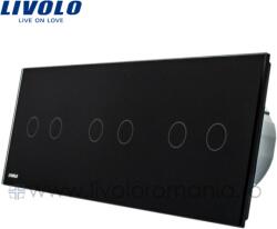 LIVOLO Intrerupator dublu+dublu+dublu, generatia noua Negru (VL-C706-12)