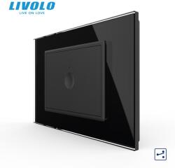 LIVOLO Intrerupator simplu tactil, cap scara / cap cruce, standard italian, cu rama sticla, 3M Negru (VL-FC1S-P9E-3BP)