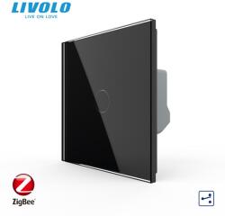 LIVOLO Intrerupator simplu tactil, cap scara / cap cruce, Protocol Zigbee, cu panou sticla, Generatia Noua Negru (VL-FC1SZ-2G-B)