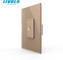 LIVOLO Intrerupator simplu tactil, 1M, cap scara / cap cruce, Protocol Zigbee, cu rama sticla Auriu (VL-FC1SZ-1AP+P9E)