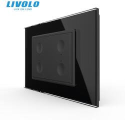 LIVOLO Intrerupator cvadruplu tactil, cap scara / cap cruce, standard italian, cu rama sticla, 3M Negru (VL-FC4S-P9E-3BP)