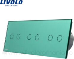 LIVOLO Panou Intrerupator dublu + dublu + dublu Verde (BB-C7-C2/C2/C2-18)