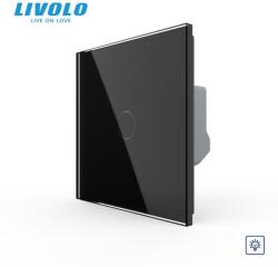 LIVOLO Intrerupator simplu tactil, cap scara / cap cruce, dimabil adaptiv, cu panou sticla, Generatia Noua Negru (VL-FC1SD1-2G-B)