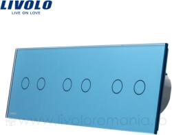 LIVOLO Panou Intrerupator dublu + dublu + dublu Albastru (BB-C7-C2/C2/C2-19)