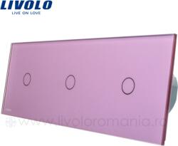 LIVOLO Panou Intrerupator simplu + simplu + simplu Roz (BB-C7-C1/C1/C1-17)