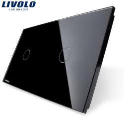 LIVOLO Panou Intrerupator simplu + simplu Negru (VL-P701/01-4B)