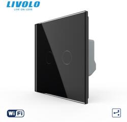 LIVOLO Intrerupator tactil dublu WiFi, cap / scara / cruce, cu panou sticla Negru (VL-FC2SNY-C2-B2G)