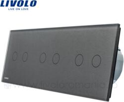 LIVOLO Intrerupator dublu+dublu+dublu, generatia noua Gri (VL-C706-15)