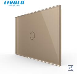 LIVOLO Intrerupator simplu, standard italian, cap scara / cap cruce, cu panou sticla, 3M Auriu (VL-FC1S-3G-3A)