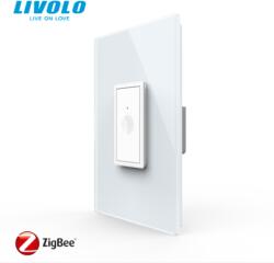 LIVOLO Intrerupator simplu tactil, 1M, cap scara / cap cruce, Protocol Zigbee, cu rama sticla Alb (VL-FC1SZ-1WP+P9E)