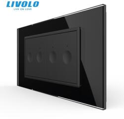 LIVOLO Intrerupator tactil dublu + Intrerupator tactil dublu, 4M, cu rama sticla Negru (VL-2FC2-2BP-P9E)