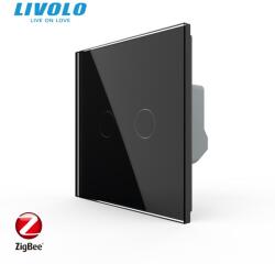 LIVOLO Intrerupator dublu tactil, contact uscat, Protocol Zigbee, cu panou sticla, Generatia Noua Negru (VL-FC2HNZ-2G-B)