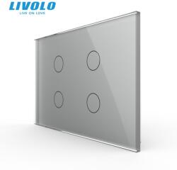 LIVOLO Intrerupator cvadruplu, standard italian, cu panou sticla, 3M Gri (VL-FC4-3G-3I)