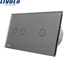 LIVOLO Intrerupator dublu+simplu, generatia noua Gri (VL-C702/VL-C701-15)
