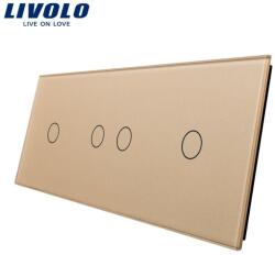 LIVOLO Panou Intrerupator simplu + dublu + simplu Auriu (VL-P701/02/01-6A)