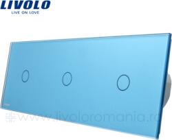 LIVOLO Intrerupator simplu+simplu+simplu, generatia noua Albastru (VL-C703-19)