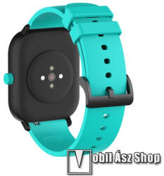  Okosóra szíj - szilikon - CYAN - 120mm + 90mm hosszú, 20mm széles - SAMSUNG Galaxy Watch 42mm / Amazfit GTS / Galaxy Watch3 41mm / HUAWEI Watch GT 2 42mm / Galaxy Watch Active / Active 2