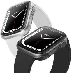 Apple Watch 7-8 (41mm), Szilikon védőkeret, szíj nélkül, Uniq Glass Dual Pack, átlátszó/füst, 2 db / csomag - tok-shop