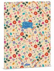 Ars Una Flower Power gumis mappa - A4 - Ars Una - sárga virágos (50212606)