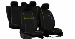 Hyundai Elantra (I, II) Univerzális Üléshuzat Eco Line Eco bőr fekete színben sárga varrással (ELISAR-HYUElan)