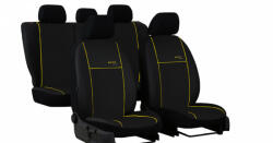 Seat Leon (I) Univerzális Üléshuzat Eco Line Eco bőr fekete színben sárga varrással (ELISAR-SEALeon)