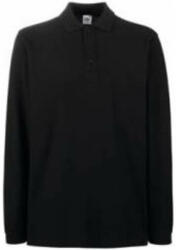 Fruit of the Loom FU24 hosszú ujjú galléros piké póló, PREMIUM LONG SLEEVE POLO, Black - L (FU240308)