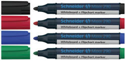 Schneider Tábla- és flipchart marker készlet 2-3mm, kerek végű Schneider Maxx 290, 4 klf. szín (129094) - iroszer24
