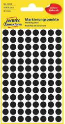 Avery Etikett címke, o8mm, jelölésre, 104 címke/ív, 4 ív/doboz, Avery fekete (3009) - iroszer24