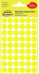 Avery Etikett címke, o12mm, jelölésre, 54 címke/ív, 5 ív/doboz, Avery sárga (3144) - iroszer24