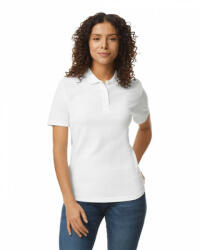 Gildan GIL64800-B3 SOFTSTYLE® LADIES' DOUBLE PIQUÉ POLO WITH 3 COLOUR-MATCHED BUTTONS (gil64800-b3wh-2xl)