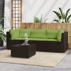 vidaXL Set mobilier de grădină cu perne, 4 piese, maro, poliratan (319831)