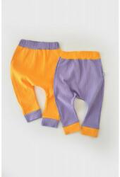 BabyCosy Set 2 pantaloni Ribana Bebe Unisex din bumbac organic si 5%elastan - Galben/Mov BabyCosy (Marime: 6-9 luni) (BC-CSYR4002-6)