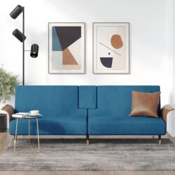 vidaXL Canapea extensibilă cu suporturi de pahare, albastru, catifea (351849) Canapea