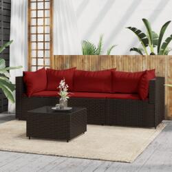 vidaXL Set mobilier de grădină cu perne, 4 piese, maro, poliratan (319815)