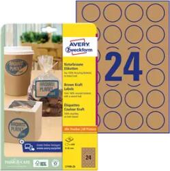 Avery Zweckform 40 mm x 40 mm Papír Íves etikett címke Avery Zweckform Barna ( 25 ív/doboz ) (L7105-25)