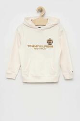 Tommy Hilfiger bluza copii culoarea bej, cu glugă, cu imprimeu PPYX-BLB017_01X
