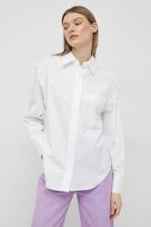 Calvin Klein camasa din bumbac femei, culoarea alb, cu guler clasic, relaxed PPYX-KDD007_00X