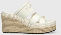 Calvin Klein papuci WEDGE 50HH - HE femei, culoarea alb, toc pana, HW0HW01498 PPYX-KLD029_00X
