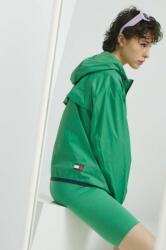 Tommy Jeans geaca femei, culoarea verde, de tranzitie, oversize PPYX-KUD0IY_76X