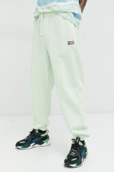 Tommy Jeans pantaloni de trening din bumbac culoarea verde, cu imprimeu PPYX-SPM0GE_07X