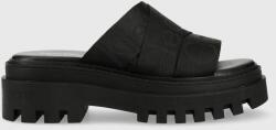 Calvin Klein Jeans papuci TOOTHY COMBAT SANDAL WEBBING femei, culoarea negru, cu platforma, YW0YW00949 PPYX-KLD013_99X